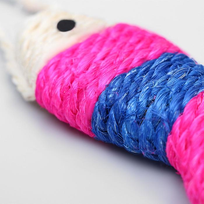 Игрушка-когтеточка сизалевая  Игрушка-когтеточка сизалевая "Рыбка-полосатик", 11 см, белая/розовая/фиолетовая