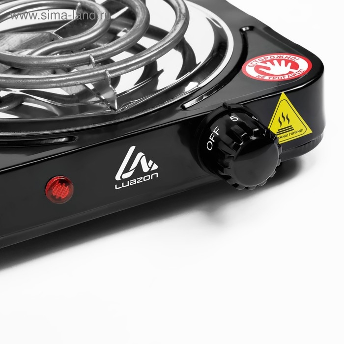 Плитка электрическая Luazon LHP-001, 1 конфорка, 1000 Вт, нагреватель спираль, черная Плитка электрическая Luazon LHP-001, 1 конфорка, 1000 Вт, нагреватель спираль, черная