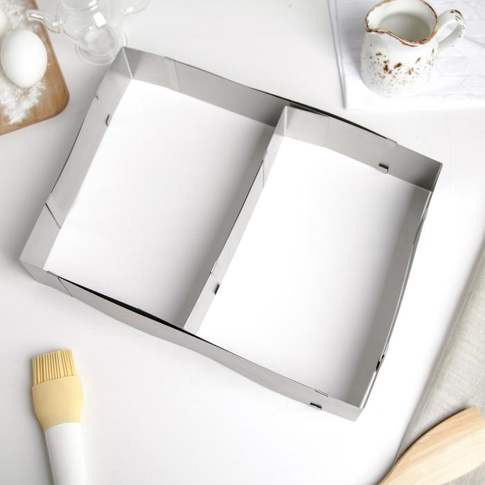 Форма для выкладки и выпечки с регулировкой размера, 18,5&times;28 - 34&times;54 см, высота 5 см, цвет серебристый