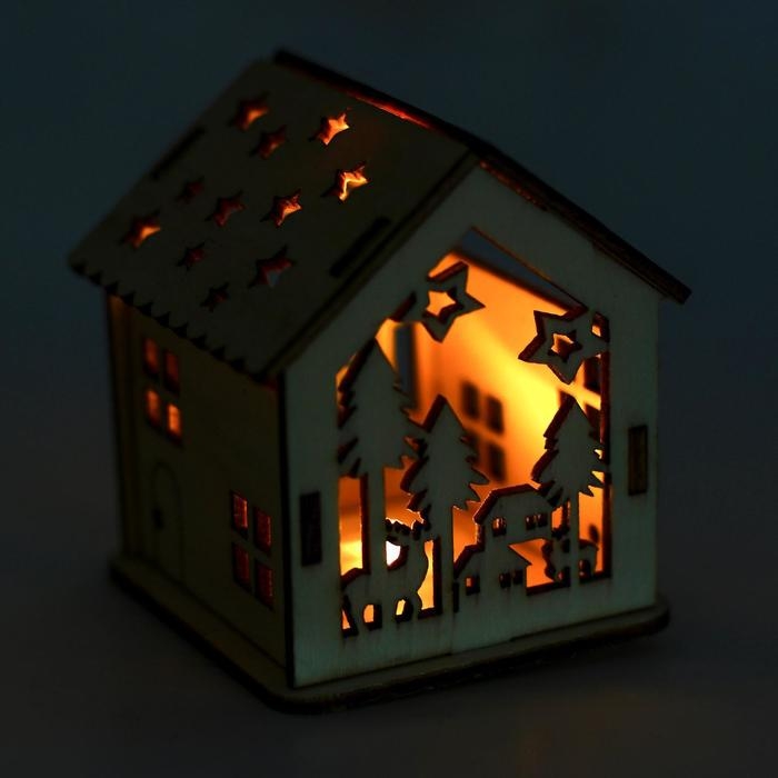 Новогодний декор «Домик», с подсветкой 7 × 6 × 5 см, МИКС Новогодний декор «Домик», с подсветкой 7 × 6 × 5 см, МИКС