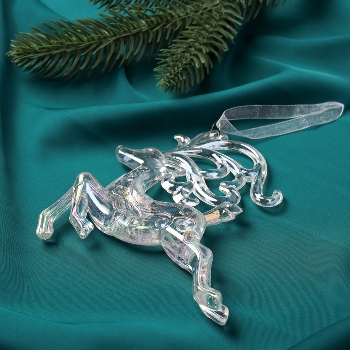 Украшение ёлочное Украшение ёлочное "Олень витые рога " 12х11 см , прозрачный перелив