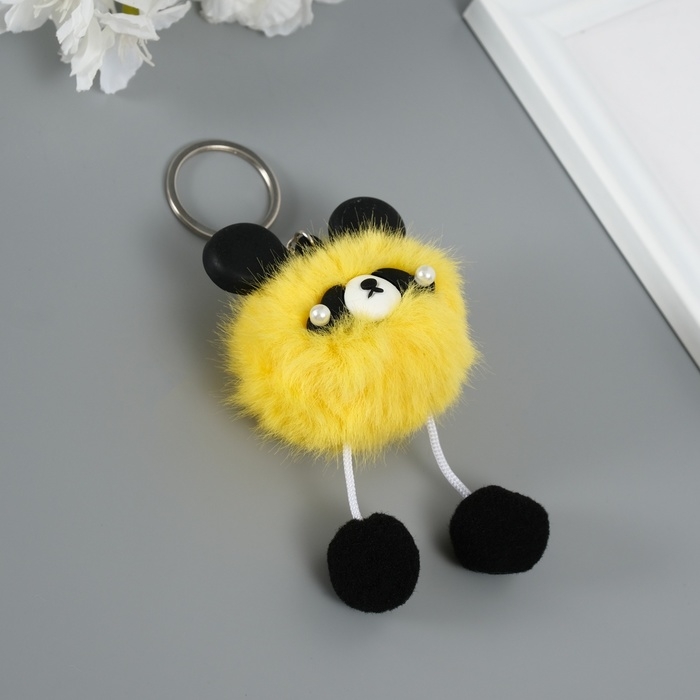 Пушистик на кольце Пушистик на кольце "Панда модник" жёлтый 9х6х6 см