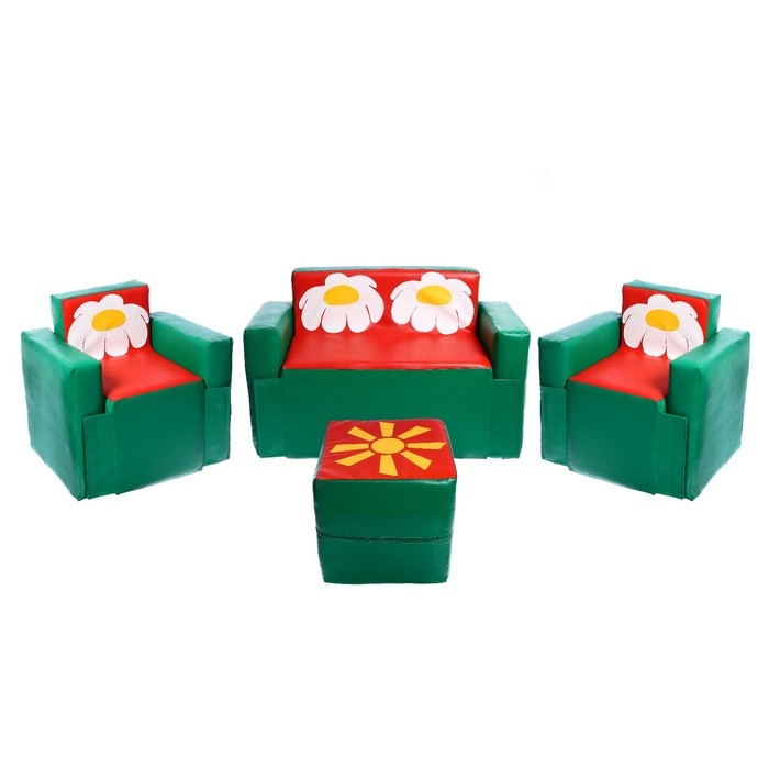 Игровой набор мебели «Солнышко», 2 кресла, пуф, диван, МИКС Игровой набор мебели «Солнышко», 2 кресла, пуф, диван, МИКС