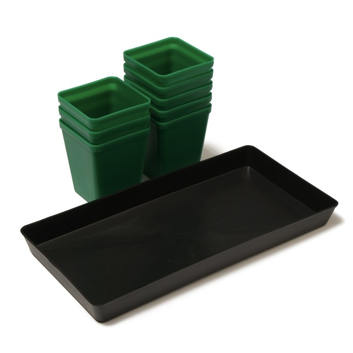 Набор для рассады: стаканы по 600 мл (8 шт.), поддон 36 × 18 см, цвет МИКС, Greengo Набор для рассады: стаканы по 600 мл (8 шт.), поддон 36 × 18 см, цвет МИКС, Greengo