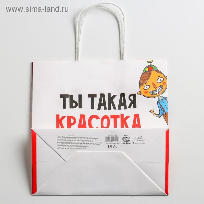 Пакет подарочный, упаковка, «Красотка», 22 х 22 х 11 см