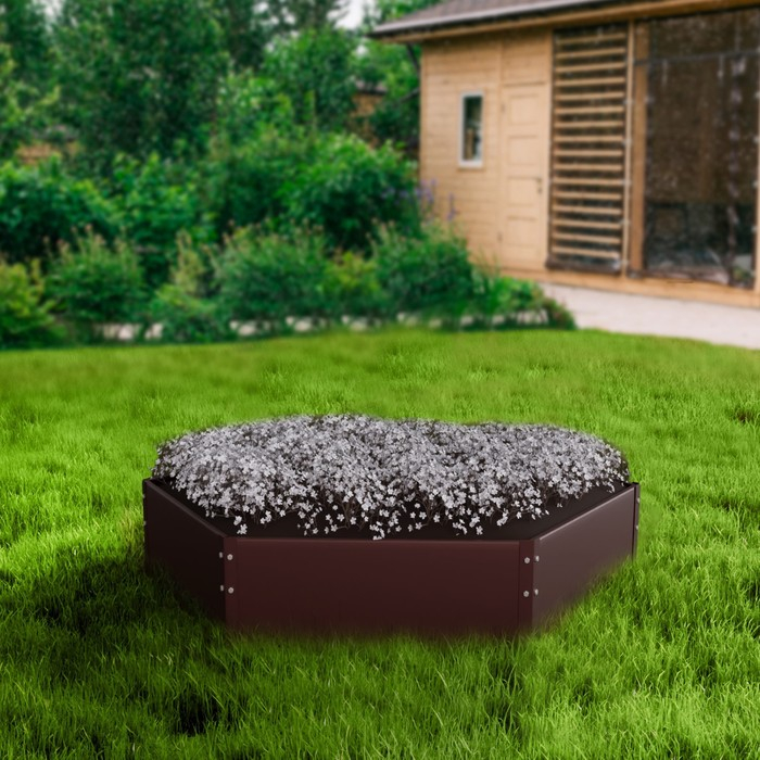 Клумба оцинкованная, d = 60 см, h = 15 см, коричневая, Greengo Клумба оцинкованная, d = 60 см, h = 15 см, коричневая, Greengo