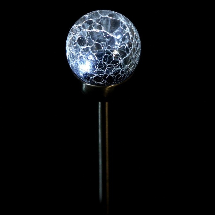 Садовый светильник на солнечной батарее «Стеклянный шар», 6 × 36.5 × 6 см, 1 LED, свечение белое
