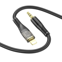 Кабель Hoco UPA25, Jack 3.5 мм (m) - Lightning, прозрачный, чёрный