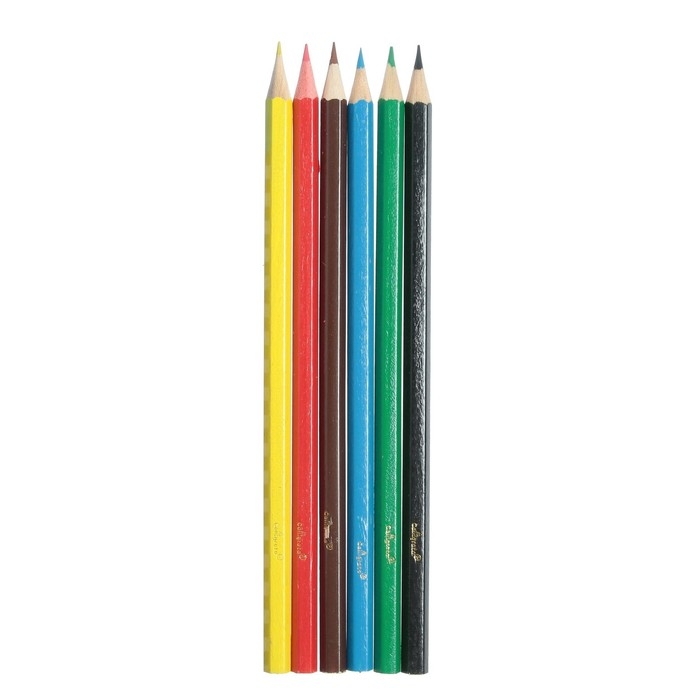 Карандаши 6 цветов Calligrata "Машинка", деревянные, шестигранные, в картонной коробке