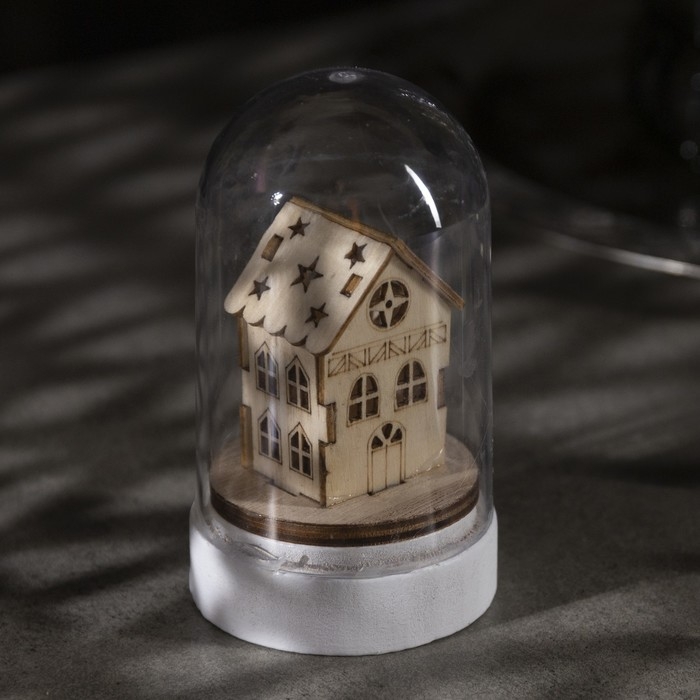 Светодиодная фигура под куполом «Домик» 6× 9.5 × 6 см, дерево, батарейки LR1130х3 (в комплекте), свечение тёплое белое Светодиодная фигура под куполом «Домик» 6× 9.5 × 6 см, дерево, батарейки LR1130х3 (в комплекте), свечение тёплое белое