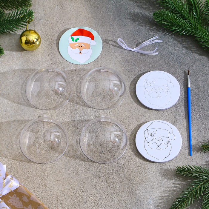 Ёлочное украшение под раскраску «Дед Мороз» размер: 8 см; 2 шт., кисть Ёлочное украшение под раскраску «Дед Мороз» размер: 8 см; 2 шт., кисть