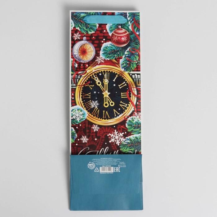 Пакет под бутылку крафтовый «Чудес в новогоднюю ночь», 13 х 36 х 10 см, Новый год