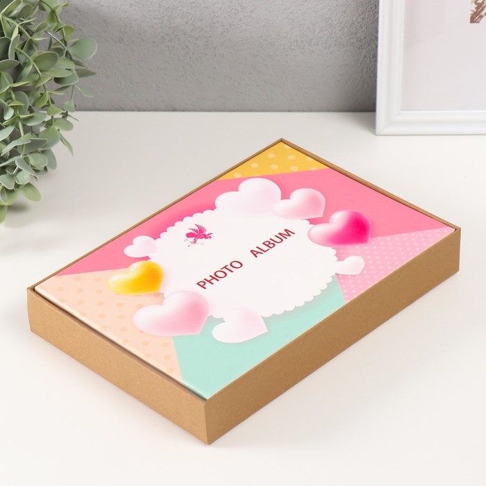 Фотоальбом кожзам на 50 фото 15х20  Фотоальбом кожзам на 50 фото 15х20 "Ангел и сердечки" 18х26х4 см