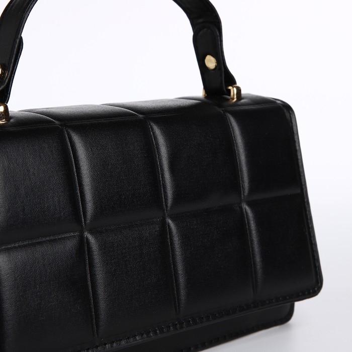 Сумка женская на клапане, с кошельком, 20х12х7 см, цвет чёрный Сумка женская на клапане, с кошельком, 20х12х7 см, цвет чёрный