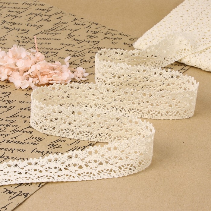 Кружево вязаное, 40 мм × 10 ± 1 м, цвет бежевый Кружево вязаное, 40 мм × 10 ± 1 м, цвет бежевый