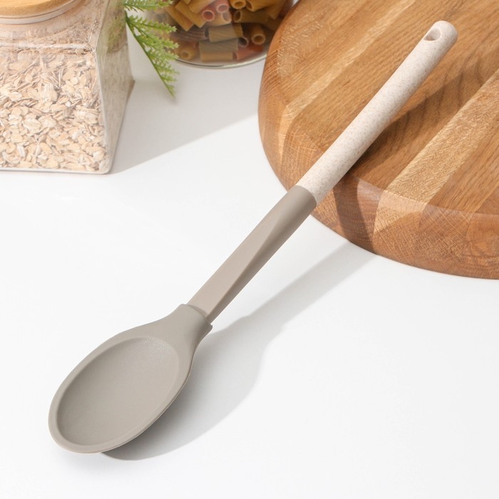 Ложка гарнирная Доляна «Стоун», силикон, 33,5 см, цвет серый Ложка гарнирная Доляна «Стоун», силикон, 33,5 см, цвет серый