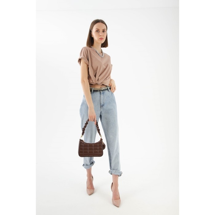 Сумка-багет, отдел на молнии, цвет коричневый