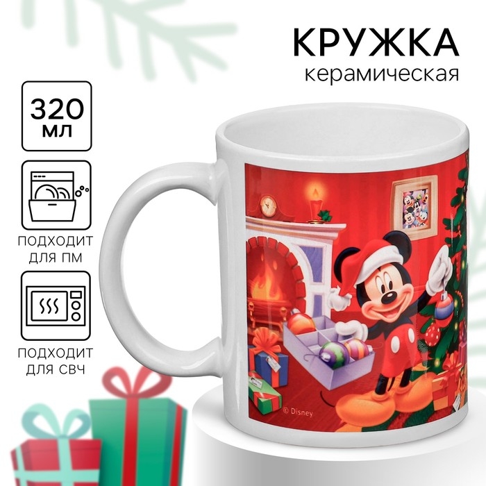 Кружка керамическая Кружка керамическая "С Новым годом!" 320 мл, Микки Маус