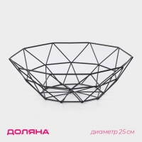 Фруктовница Доляна «Геометрия», 26×26×8 см, цвет чёрный
