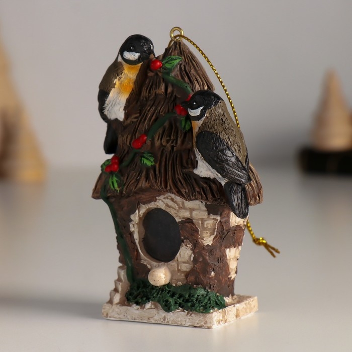 Сувенир полистоун подвеска Сувенир полистоун подвеска "Синички на скворечнике" 6,5х4х9,5 см