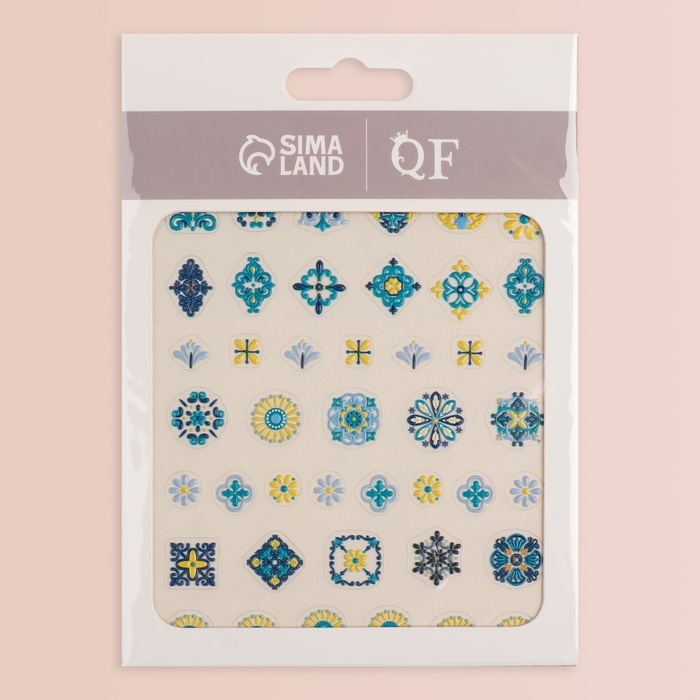 Наклейки для ногтей «Витраж», объёмные, цвет голубой/жёлтый/зелёный Наклейки для ногтей «Витраж», объёмные, цвет голубой/жёлтый/зелёный