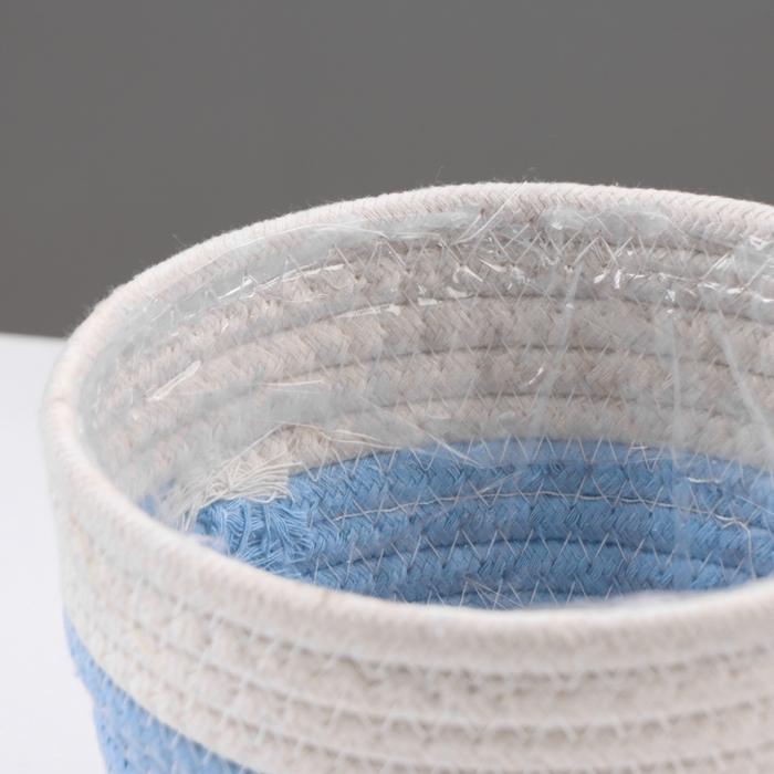 Кашпо плетеное  Кашпо плетеное "Намибия", 15,5х15,5х13,5 см, натуральный, голубой, белый