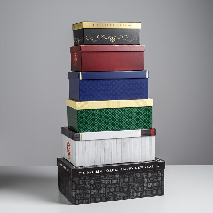 Набор подарочных коробок 6 в 1 «Алкогольный», 20 х 12,5 х 7,5 - 32,5 х 20 х 12,5 см , Новый год