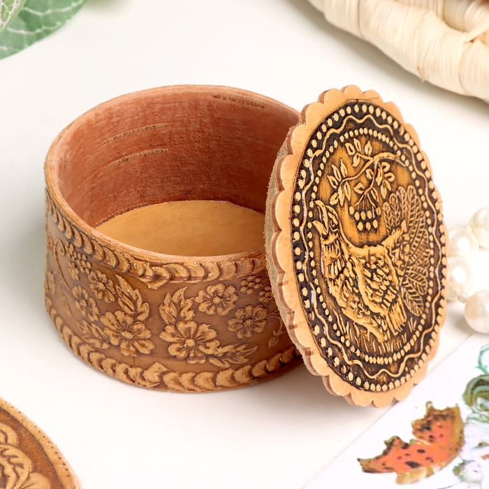 Шкатулка  Шкатулка "Глухарь", 50 х 35 мм, береста