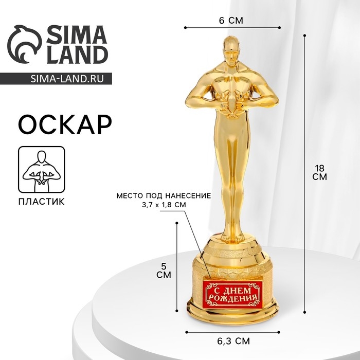 Кубок наградная фигура &laquo;С днем рождения&raquo;, оскар, пластик, 18 х 6,3 см.