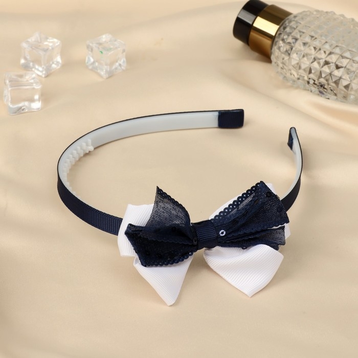 Ободок для волос  Ободок для волос "Бантик" пайетки, 1 см, сине-белый