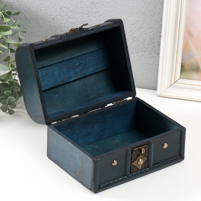 Шкатулка дерево  Шкатулка дерево "Ромб" набор 2 шт ярко-синяя 7,8х11,8х8 см 11х15,7х11,5 см