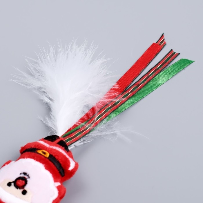 Новый год. Дразнилка-удочка для кошек с бубенчиком "Дедушка", 40 см