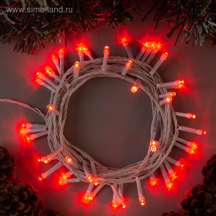 Гирлянда «Нить» 5 м, IP20, белая нить, 50 LED, свечение красное, 8 режимов, 220 В Гирлянда «Нить» 5 м, IP20, белая нить, 50 LED, свечение красное, 8 режимов, 220 В