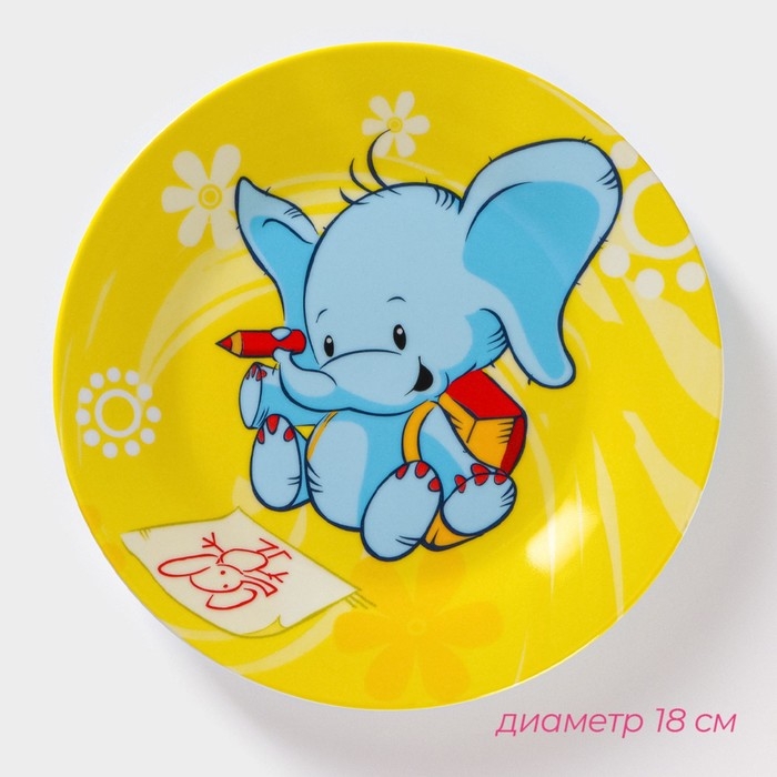 Набор детской посуды из керамики Доляна «Слонёнок», 3 предмета: кружка 230 мл, миска 400 мл, тарелка d=18 см Набор детской посуды из керамики Доляна «Слонёнок», 3 предмета: кружка 230 мл, миска 400 мл, тарелка d=18 см