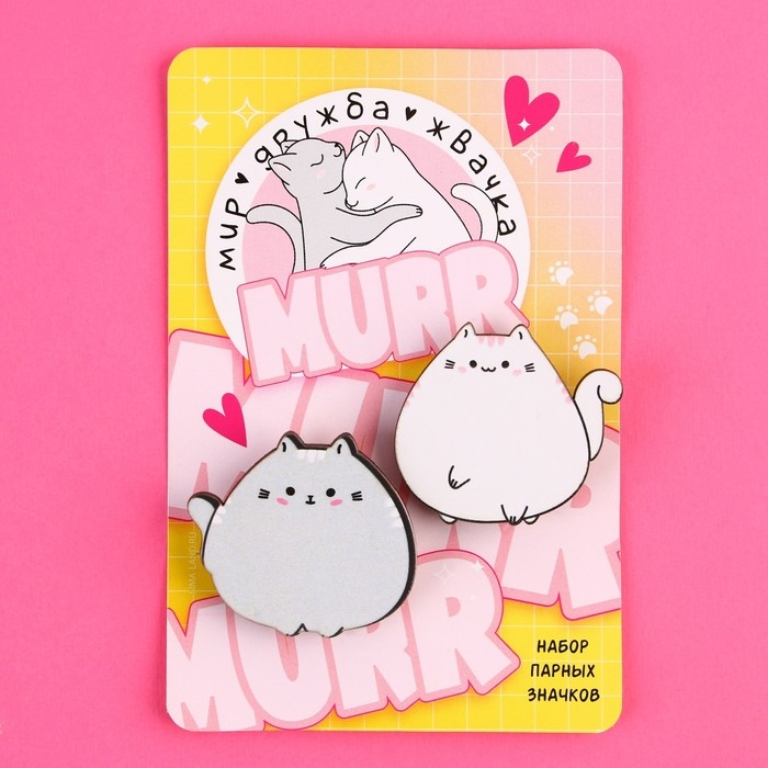 Значки деревянные, неразлучники &laquo;Мир Дружба Жвачка&raquo;, 2 шт., 8 х 12 см.