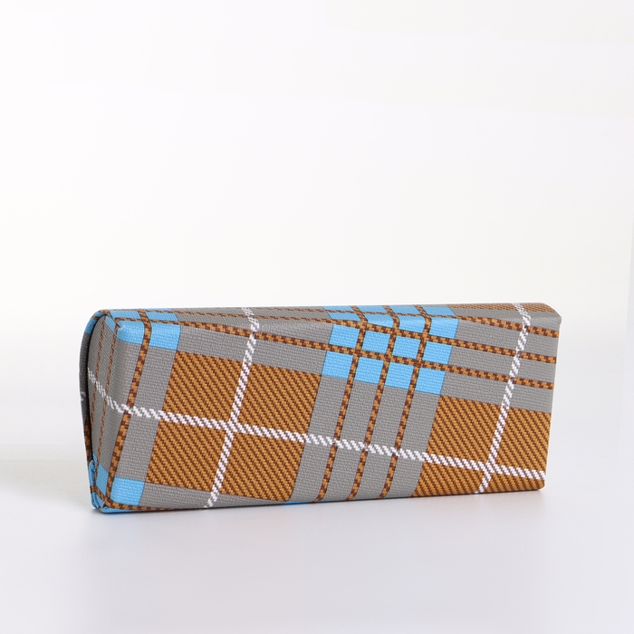 Футляр для очков на магните, длина 16 см, цвет коричневый/голубой Футляр для очков на магните, длина 16 см, цвет коричневый/голубой