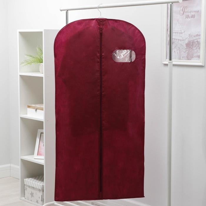 Чехол для одежды с окном, 60×120 см, спанбонд, цвет бордо Чехол для одежды с окном, 60×120 см, спанбонд, цвет бордо
