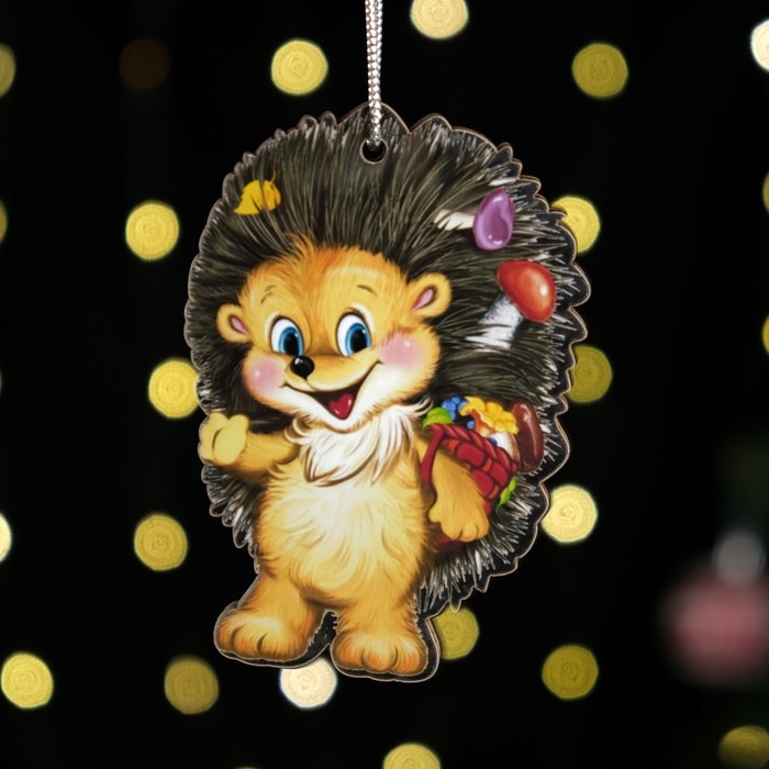 Сувенир сундук - копилка с новогодними игрушками (3 шт.) Сувенир сундук - копилка с новогодними игрушками (3 шт.) "Ежик", 13 х 7,5 х 8,5 см