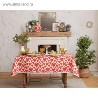 Скатерть "Этель" Red hearts 149х220см, 100% хлопок, саржа 190 г/м2