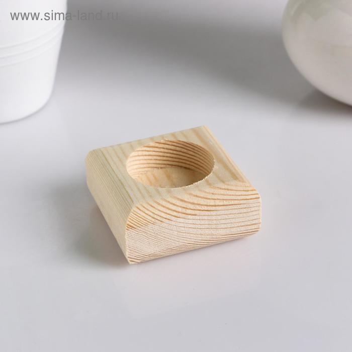 Подсвечник деревянный под 1 свечу "Квадратный", МАССИВ, 6×6×3 см