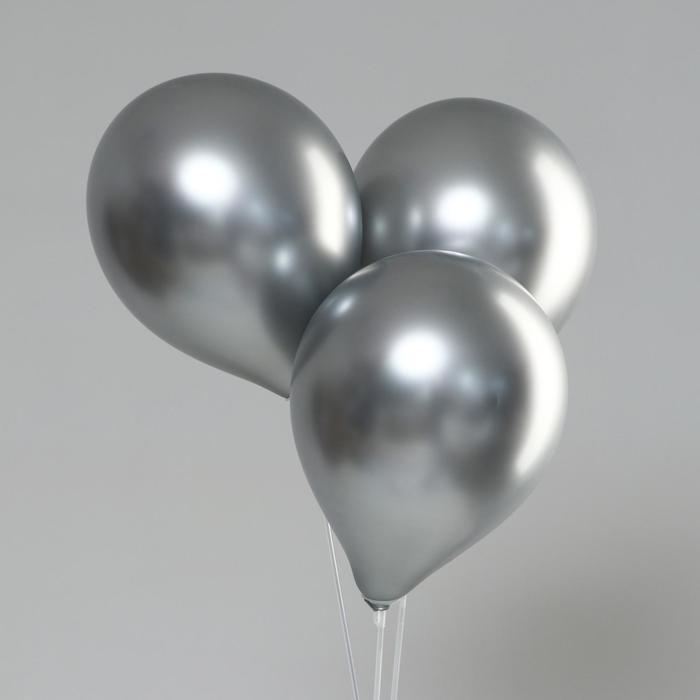Шар латексный хром 12 Шар латексный хром 12", набор 50 шт., цвет серебро