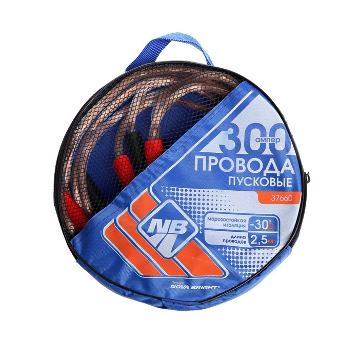 Пусковые провода Nova Bright, 300 А, с прозрачной изоляцией, в сумке, 2.5 м Пусковые провода Nova Bright, 300 А, с прозрачной изоляцией, в сумке, 2.5 м