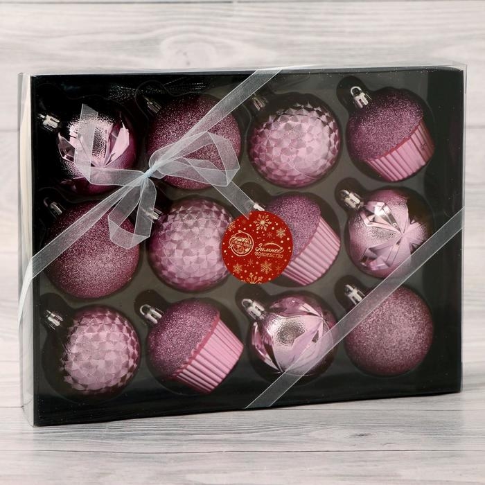 Набор украшений пластик 12 шт Набор украшений пластик 12 шт "Глэдис пироженки" d-6 см, розовый