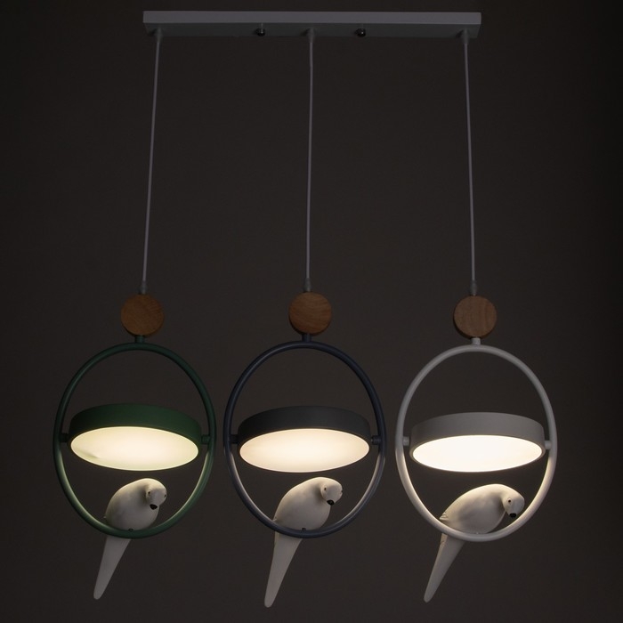 Люстра Люстра "Голуби" 3хLED 36Вт белый-серый-зеленый 80х25х100 см