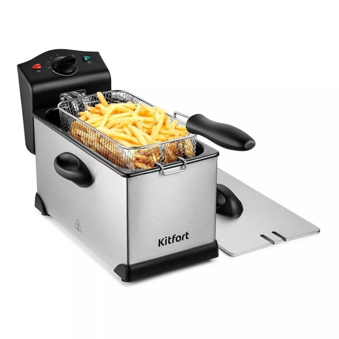 Фритюрница Kitfort KT-4051, 2000 Вт, 6/2 л, 130-190 °C, серебристо-чёрная Фритюрница Kitfort KT-4051, 2000 Вт, 6/2 л, 130-190 °C, серебристо-чёрная