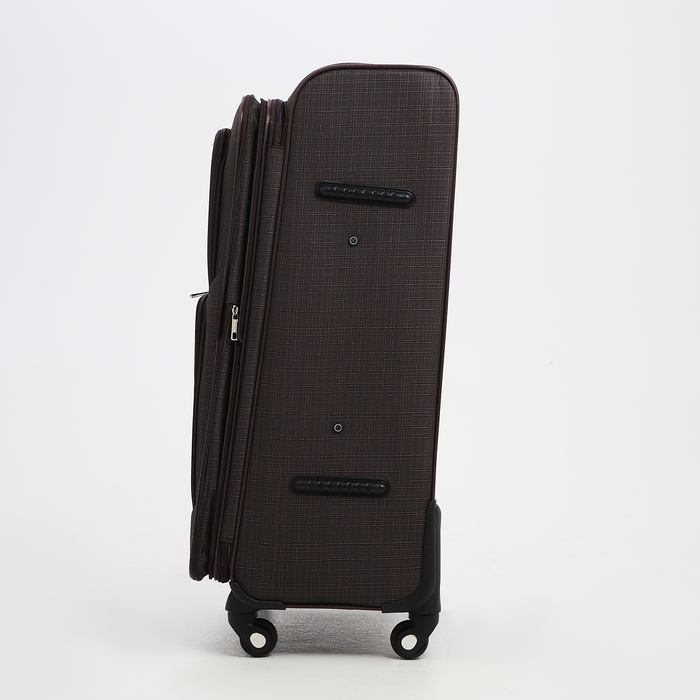 Чемодан большой 95 л (L), отдел на молнии, с расширением, кодовый замок, 4 колеса, 2 наружных кармана, цвет коричневый Чемодан большой 95 л (L), отдел на молнии, с расширением, кодовый замок, 4 колеса, 2 наружных кармана, цвет коричневый