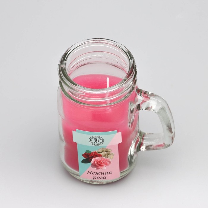 Свеча ароматическая в банке  Свеча ароматическая в банке "Нежная роза", 7,2 х 8,5 см, 190 г