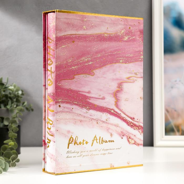 Фотоальбом на 300 фото 10х15 см Фотоальбом на 300 фото 10х15 см "Голубой мрамор с золотом" в коробке МИКС 33,5х23х5,5 см