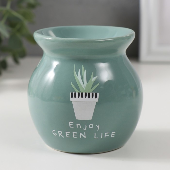 Аромалампа керамика Аромалампа керамика "Растение в горшке" бирюзовая 7,2х7,2х7,8 см