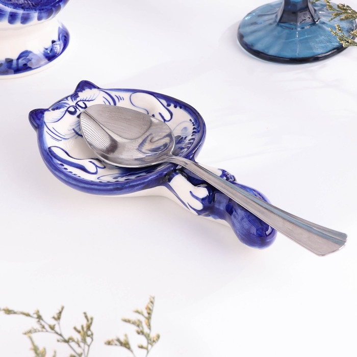 Подложка Подложка "Кот", гжель, фарфор, 17 см